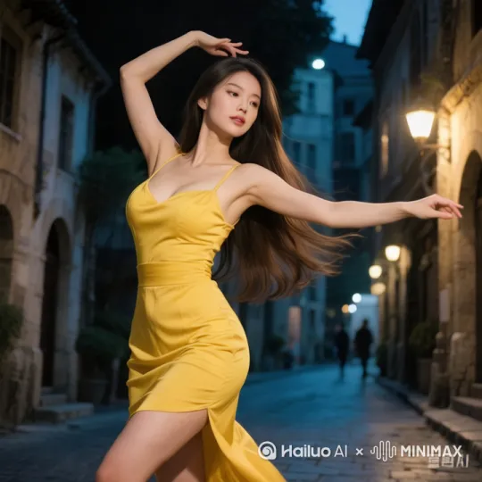 💃 核心动作："波浪形身体律动配合腰腹S型轨迹，手臂左右摇摆"
⏯ 节奏控制："0.5倍速突出臀部摆动，1.2倍速手部动作"

场景增强参数：
🌸 环境构建："新古典主义庭院，汉白玉立柱与蔷薇花墙"
🌅 光影方案："金色时刻柔光，45度侧逆光勾勒身体轮廓"
运镜方案：
📹 基础运镜："斯坦尼康跟拍+无人机俯冲转环绕镜头"
🎥 特写策略："腰部特写推镜衔接全身广角画面"
⏱ 速度控制："关键帧插入0.25/0.75倍速变速效果"

后期增强：
🎨 调色方案："莫兰迪色系基底，HSL单独加强白色明度"
✨ 特效标注："汗珠高光/发丝飘动/布料褶皱动态增强"
🌟 渲染参数："开启光线追踪，布料模拟精度等级8" by Hailuo AI Video Generator