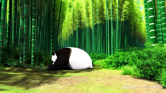 熊猫，嬉戏！竹林， by Hailuo AI Video Generator