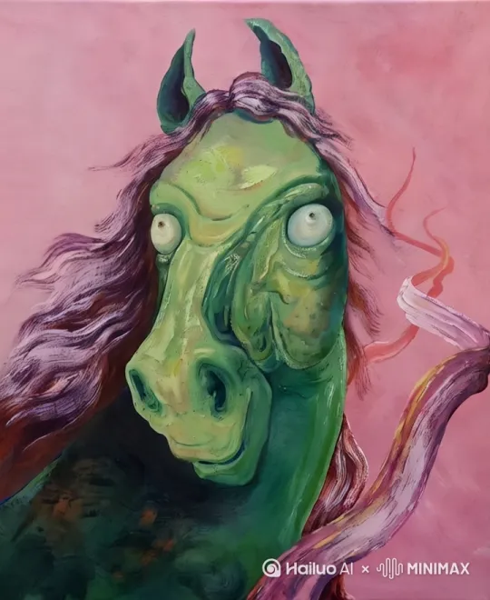 眼睛转动，鬃毛飘动起来 by Hailuo AI Video Generator