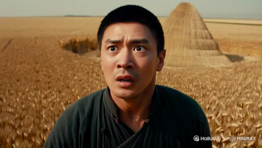 屠大窘，恐前后受其敌。顾野有麦场，场主积薪其中，苫蔽成丘。屠乃奔倚其下，驰担持刀。 by Hailuo AI Video Generator