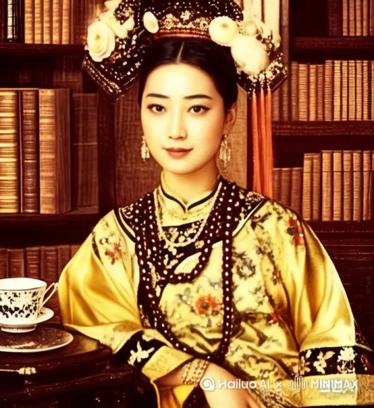 由远到近，美女神秘微笑，魅力无限，左拍右拍，美女招手慈善微笑，由近到远 by Hailuo AI Video Generator