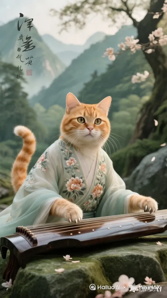 手指波动琴弦，低头弹琴，泪流满面，自然运镜。 by Hailuo AI Video Generator