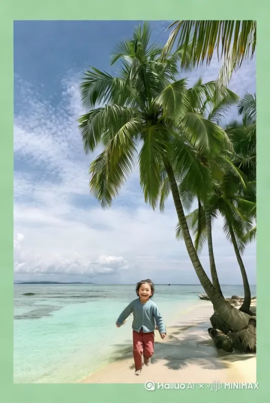 喜欢在海边玩耍，很开心 by Hailuo AI Video Generator