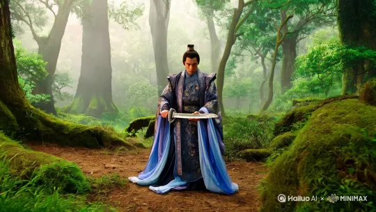 中国玄幻古风男神，一剑荡尽邪魔风云残。 by Hailuo AI Video Generator