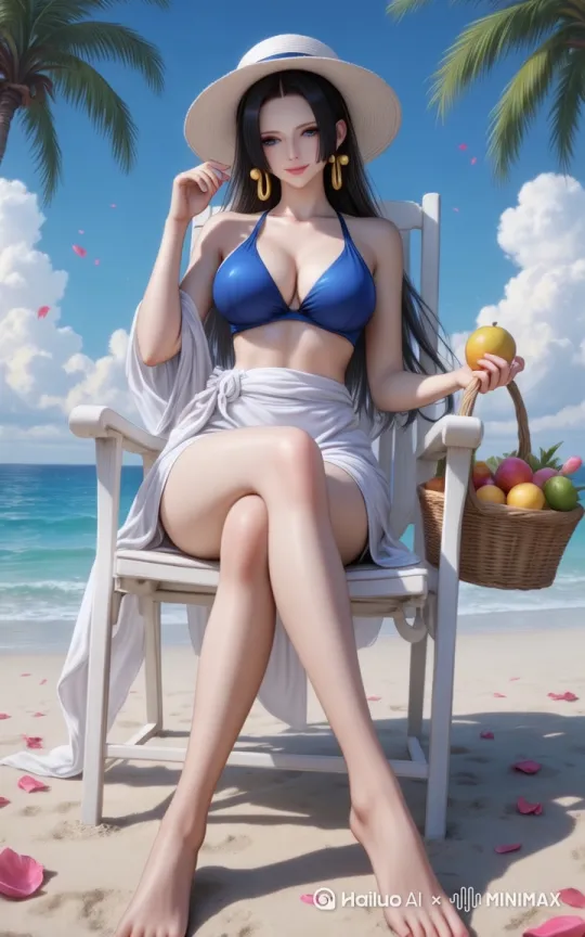 勾人的眼神，妩媚的笑，右脚慢慢抬起靠近镜头 by Hailuo AI Video Generator