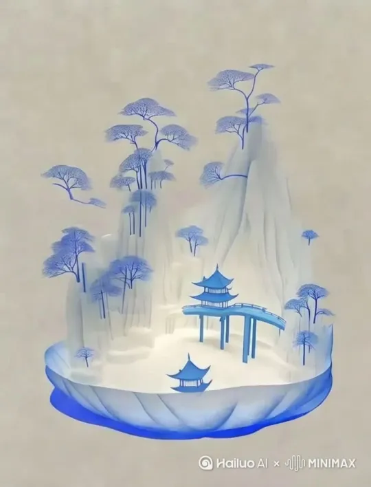蓝玉材质的悬空楼阁漂浮在波涛起伏的海面上方，十余只不同大小的绿色水母从深海中缓缓上浮，透明触须轻柔摆动，阳光在蓝玉表面折射出星芒状光晕，水母伞盖泛着翡翠般的光泽向楼阁聚拢，神秘奇幻的氛围中透着静谧感。[右移,跟随] by Hailuo AI Video Generator