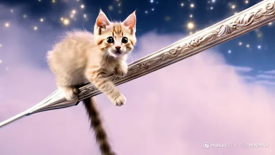小猫咪御剑飞行 by Hailuo AI Video Generator