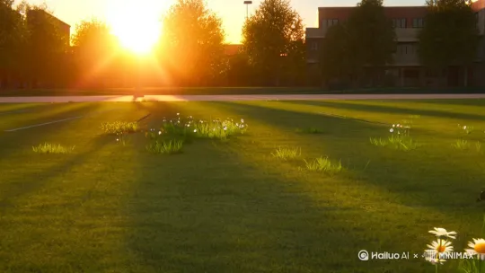 **片尾**  
*时长：8秒*  
- **画面**：夕阳将影子拉长，校门口雏菊丛中  
- **特写**：褪色的红领巾整齐叠放在旧书包上  
- **字幕**："那些年 我们唱过的歌"  
- **彩蛋**：片尾曲时麻雀叼走作业本上的橡皮 by Hailuo AI Video Generator
