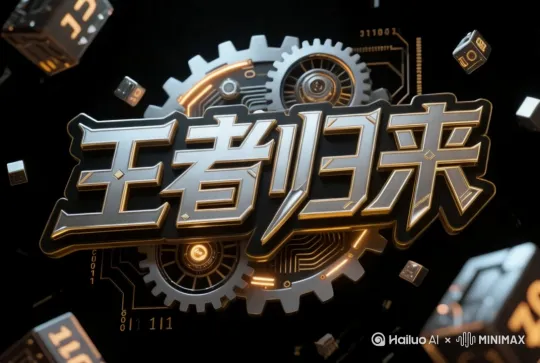 主体文字不动，背景齿轮转动，闪烁的霓虹灯 by Hailuo AI Video Generator