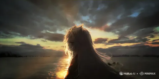 海面有波浪，头发飘动，主视角不变，主角不动，循环 by Hailuo AI Video Generator