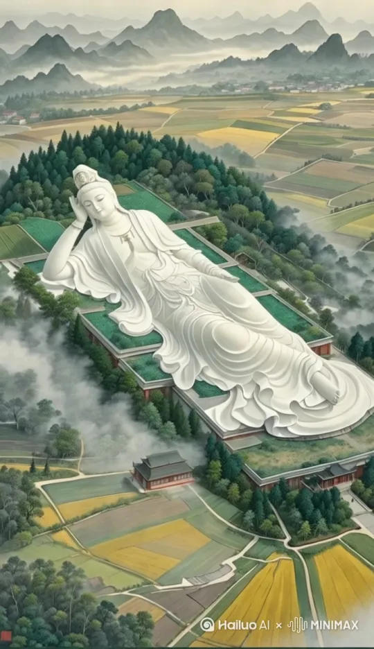 大佛坐起来了，双手合十，周身万丈光芒，由远及近 by Hailuo AI Video Generator
