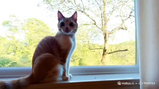 呆呆萌猫咪看窗外 向往自由的生活 by Hailuo AI Video Generator