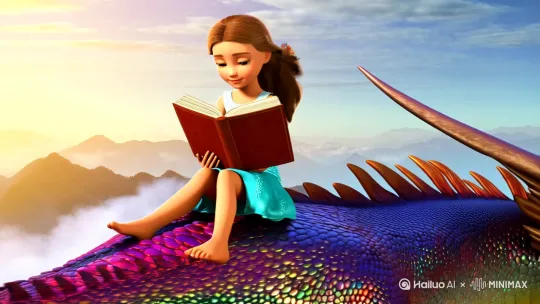 骑飞龙去读书的小女孩 by Hailuo AI Video Generator