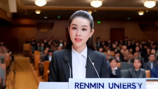 他在人民大学讲演。 by Hailuo AI Video Generator