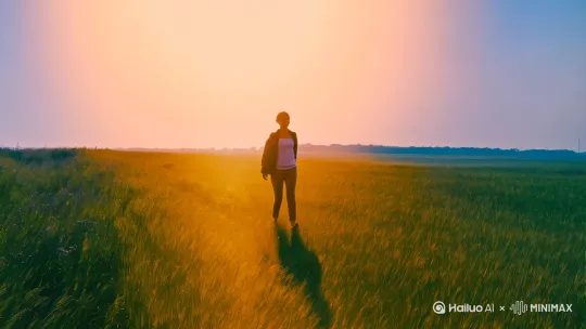 让一个正在行走的人丝滑起飞 by Hailuo AI Video Generator