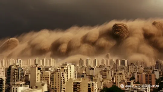 特大沙尘暴淹没城市，天空瞬间变得灰暗 by Hailuo AI Video Generator