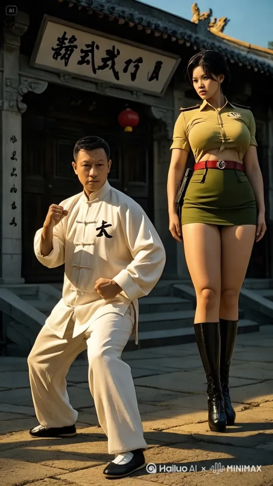 空中对打，空中旋风腿无影脚连环脚对踢，两个人都口头鲜血，惨叫连连 by Hailuo AI Video Generator