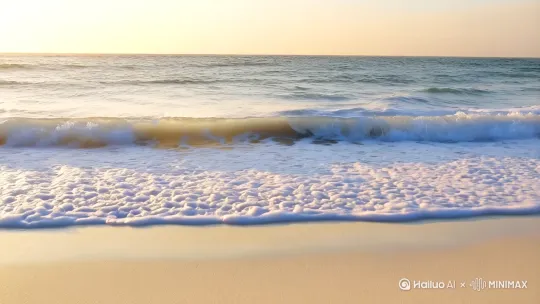 镜头1（远景+慢镜头）：晨曦中的海滩，海浪如丝绸般漫过雪白沙滩，留下细碎泡沫。镜头俯冲，定格在一枚半开的蚌壳上，水珠从蚌壳边缘滚落，折射出鹅黄色光晕。
旁白（轻柔女声）：“在我微颤的手心里放下一粒珠贝，仿佛大海滴下的鹅黄色的眼泪……”
音乐：钢琴单音滴落，渐入海浪轻拍沙滩的环境音。 by Hailuo AI Video Generator