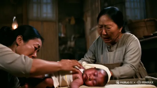 1976年3月凌晨2点半左右一个小女孩出生在中国江南农村的一户人家，女孩双腿先下，母亲难产，接生婆为女孩子的堂奶奶，父亲一直希望是个男孩，在产房外焦急等待。母亲千辛万苦生下女孩后，堂奶奶没看清就向父亲说生了个男孩，父亲万分高兴，兴冲冲到10公里外岳父家报喜，等亲友赶过来一看原来是个女孩，父亲情绪一落千丈，随后有了送人的念头，这是他第二个孩子，第一个也是女孩，但他视若珍宝。 by Hailuo AI Video Generator