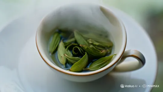【茶与人生】你看茶叶在沸水里翻滚舒展，苦后回甘才是生命的真相。太顺的日子泡不出香气，咽得下涩味的人才能品出真味（配茶盏雾气画面） by Hailuo AI Video Generator
