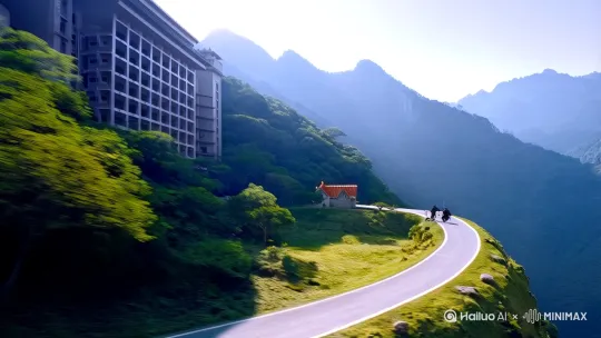 景阳冈酒店的图片或视频片段。
山路的图片或视频片段。
老虎的图片或视频片段（可以使用CG动画制作）。
打斗场景的图片或视频片段（可以使用动作捕捉技术或CG动画制作）。
音效素材：
虎啸声，风声，树叶沙沙声。
搏斗声，老虎的咆哮声，武松的怒吼声。
村民的欢呼声，官员的讲话声。 by Hailuo AI Video Generator