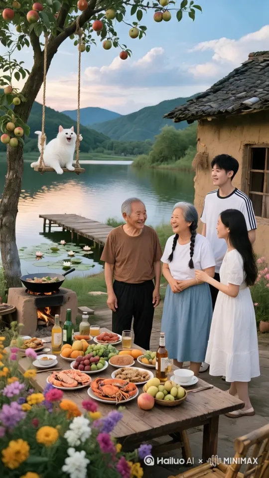 [推进]猫咪荡秋千[推出,上升,下摇] by Hailuo AI Video Generator