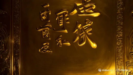 -----
【镜头1】特写开场(2秒)
• 暗金纹理背景上浮现鎏金篆书"财源广进"
• 音效:古琴泛音接金币落袋声
【镜头2】聚宝盆亮相(3秒)
• 低角度环绕拍摄雕花青铜聚宝盆(干冰营造仙气)
• 盆内微光脉动,底部隐约可见金砖轮廓
• 背景音乐:电子合成器模拟编钟音色
【镜头3】财富喷涌(5秒)
• 慢镜头捕捉金元宝从盆中螺旋升空
• 动态跟踪特效:元宝拖曳金色粒子轨迹
• 音效:钱币哗啦声渐强
【镜头4】多维填充(6秒)
• 分屏展示三种财富形态同步增长:
左:金砖矩阵式堆叠(机械音效)
中:元宝瀑布倾泻(水流混音)
右:金币龙卷风旋转(风声特效)
【镜头5】财富之眼(4秒)
• 无人机视角穿越金色漩涡
• 盆口形成虹吸效应吞噬漫天金雨
• 背景音乐高潮部分加入戏曲花腔吟唱
【镜头6】动态收尾(5秒)
• 聚宝盆溢出金光形成全息财神虚像
• 三维金字弹出:"日进斗金"(毛笔飞白特效)
• 收尾音:传统爆竹声接电子上升音阶 by Hailuo AI Video Generator