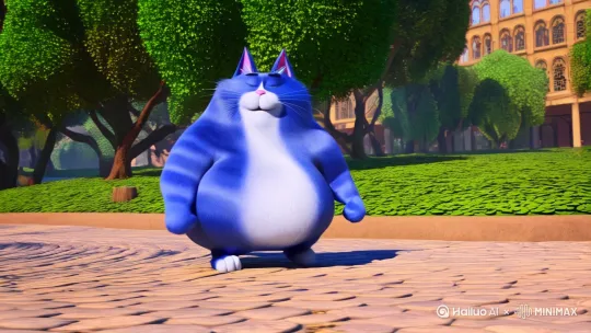 蓝胖子猫他走在环境优美的校园中边走边说我不爱钱爱什么爱你孤身走暗卷，蓝色胖猫[右移,左摇,跟随]边走边说生活给我一巴掌我说没有上次爽，蓝色胖猫[右移,跟随]边走边说防人之心我有害人之心我多的是，蓝色胖猫[下降,上摇]边走边说做我们这行最忌讳的就是做我们这行，生成一个一分钟的视频，下面配上字幕 by Hailuo AI Video Generator