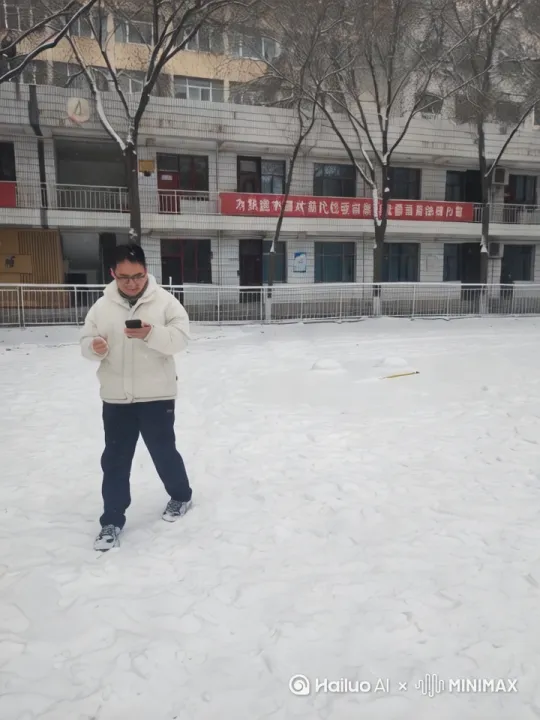 在雪地里打雪仗 by Hailuo AI Video Generator
