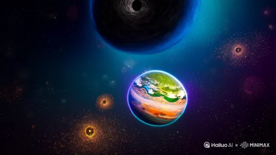 宇宙黑洞吞噬星球的视频 by Hailuo AI Video Generator