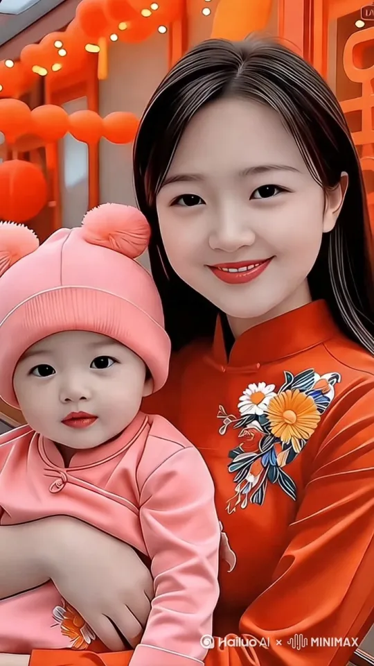 母女两个慢慢行走在路上手动微笑风吹头发飘动 by Hailuo AI Video Generator