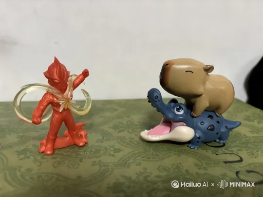 奥特曼打怪兽，背景要加入爆炸场面，奥特曼发射激光，鳄鱼嘴里喷出绿色毒液，卡皮巴拉发生圆形音波 by Hailuo AI Video Generator