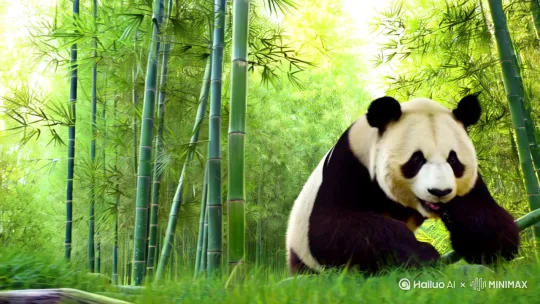 大熊猫吃竹子 by Hailuo AI Video Generator