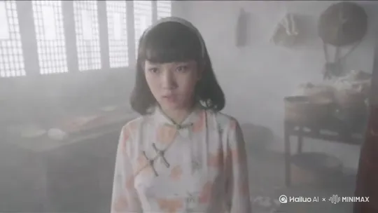 许可一（孙艺宁饰）解开盘扣和脱下白色旗袍 by Hailuo AI Video Generator