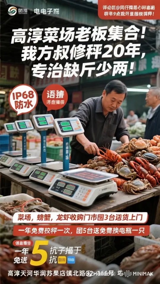 相机从左前方角度向左前方的角度紧密跟踪，环境是动态的，快速变化。
图中大叔快速抓住龙虾放到秤上，连续3次堆码,面带笑容，口中还在叨叨不休，似乎在夸赞龙虾的品质 by Hailuo AI Video Generator