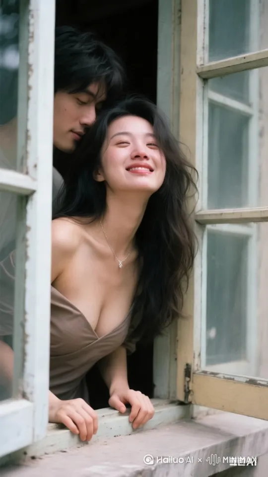 [上升,推进]人物微笑，拥抱，抚摸，扭动，亲吻。 by Hailuo AI Video Generator