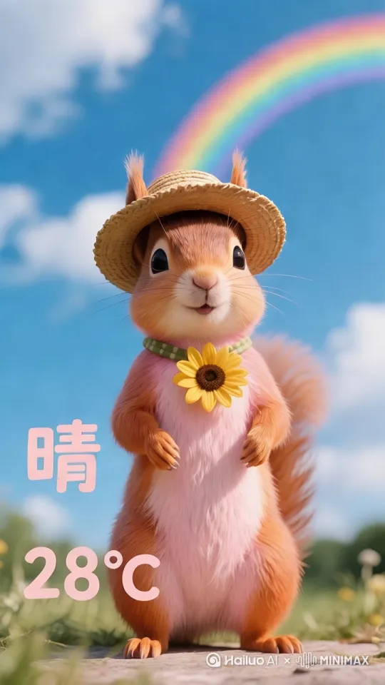 松鼠站立狂奔，后退漂移过弯道，精准切弯，尾巴摆动保持平衡，路面水花飞溅，胳膊随节奏疯狂摆动 by Hailuo AI Video Generator