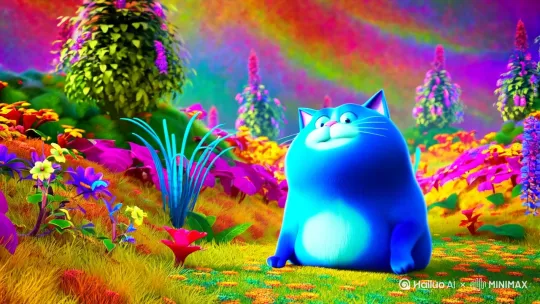 蓝色蓝色的胖猫抽搐上天 by Hailuo AI Video Generator