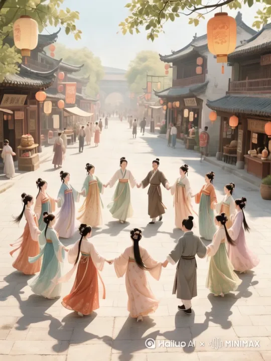 男人和女人手牵手跳舞，全场景环绕运镜 by Hailuo AI Video Generator