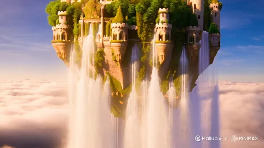 在天空之城飞行 by Hailuo AI Video Generator