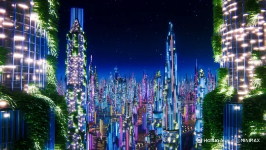 未来城市，太空发现 by Hailuo AI Video Generator