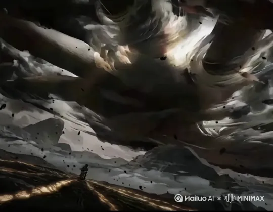 这个遮天的大手直接落下，拍下地面山崩地裂[晃动] by Hailuo AI Video Generator