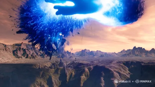 一个虚空巨掌落下，山崩地裂，宇宙洪荒重启 by Hailuo AI Video Generator