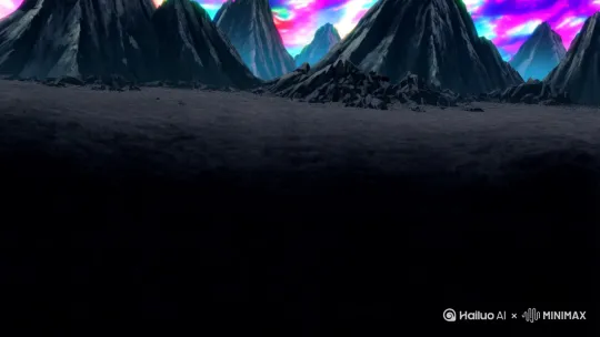 黑色地崩山摧末日降临，人们逃亡的动漫背景[晃动] by Hailuo AI Video Generator
