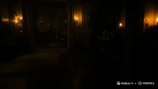 镜头1：烛光映出墙上血手印**
- **画面描述**: 镜头缓慢移动，展示房间内的场景。烛光摇曳，墙上出现一个明显的血手印。
- **运镜过程**:
  1. **起始**: 镜头从房间的一角开始，缓缓移动，模拟一种探索和发现的感觉。
  2. **聚焦**: 随着镜头的移动，烛光逐渐成为画面的焦点，墙上血手印在烛光的映照下显得格外醒目。
  3. **停留**: 镜头在血手印处停留几秒钟，营造出一种悬疑和紧张的氛围。 by Hailuo AI Video Generator