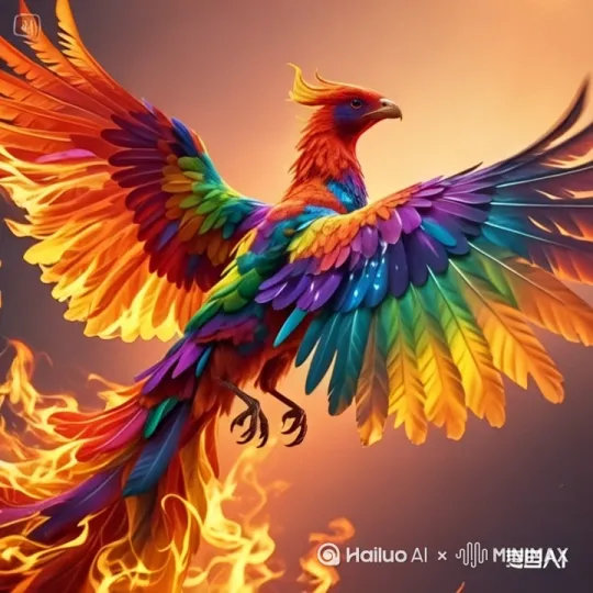 火凤凰飞天，背景换成白云蓝天 by Hailuo AI Video Generator