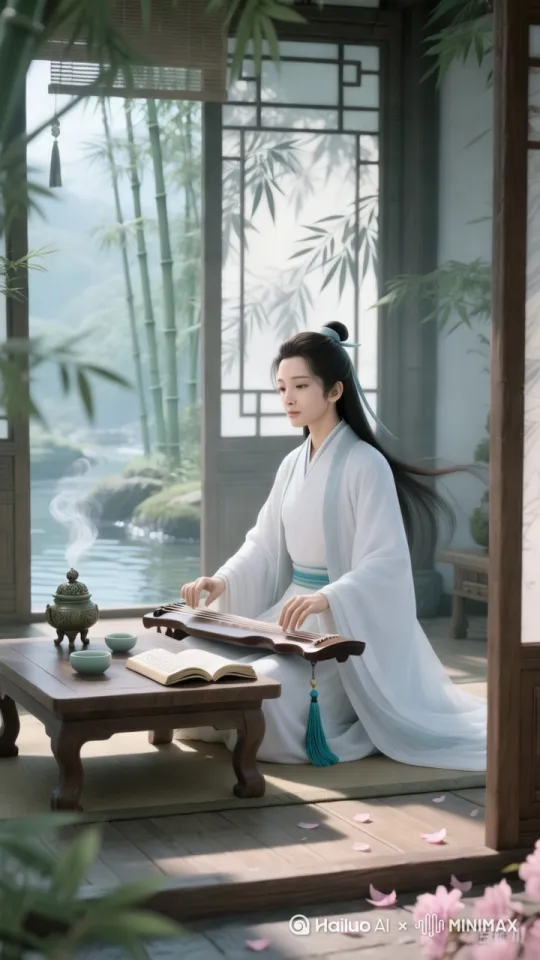 古装女孩在弹琴 by Hailuo AI Video Generator
