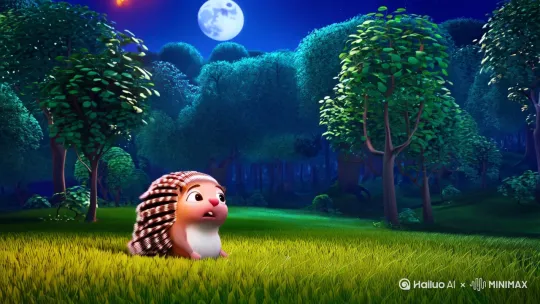 [跟随]
在森林的夜晚，万籁俱寂，月光温柔地洒在每一片树叶上。突然，一颗小小的星星像一颗流星般，“噗通”一声掉进了草丛里。小星星揉着自己发光的屁股，带着哭腔说道：“呜呜，我的翅膀卡在云朵里了...”它身上的光芒如同萤火虫一般，一闪一闪的，在草丛里显得格外孤独和无助。
就在这时，小刺猬皮皮正卷成圆球在附近滚来滚去玩耍。它看到草丛里有个东西在一闪一闪的，还以为是个会动的毛栗子呢。皮皮好奇地伸出自己粉嘟嘟的鼻子一戳，这一戳可不得了，小星星疼得一下子跳了起来，大叫道：“哎呀！扎到我了！”
皮皮这才发现原来是一颗星星，它赶忙甩甩刺上沾到的星星的金光，安慰道：“原来你是星星呀！别怕，我找朋友们帮忙！”
皮皮首先找到了兔子朵朵，朵朵一听，立刻竖起自己长长的耳朵，兴奋地说：“我有办法啦！用我的胡萝卜梯子爬回天上去吧！”于是，它们把胡萝卜梯子架起来，可是小星星往上爬了一点后发现，咔嚓，梯子太短啦，根本够不着天呢。
接着，皮皮又带着小星星找到了松鼠栗栗。栗栗摇着自己大大的尾巴，自信满满地说：“坐在我的松果飞船里发射，肯定能把你送回天上去！”小星星满怀期待地坐进松果飞船，随着栗栗大喊一声“咻——”，飞船飞出去了，可没飞多高就卡在树杈上啦，大家都失望地叹了口气。
正当大家一筹莫展的时候，猫头鹰博士推了推眼镜，慢悠悠地说：“夜晚的露珠会变成彩虹桥哦！”大家听了都觉得这个办法听起来很神奇，可是等了半天，露珠并没有变成彩虹桥，这个办法似乎也行不通。
皮皮看着失落的小星星，突然灵机一动，大声说：“我有办法！”只见皮皮迅速地缩成一个小刺球，对小星星喊道：“星星快抱住我！”然后，皮皮像弹簧一样大喊：“一、二、三——发射！”“嗖”地一下弹向天空。风儿仿佛也在为他们助力，吹起了蒲公英，一群萤火虫像是知道他们的使命一般，提着灯笼在前面引路。随着他们离天空越来越近，星星的光也变得越来越亮。
终于，“成功啦！”小星星兴奋地坐在月亮弯弯的秋千上。它特别感激皮皮，于是摘下自己最亮的光点，瞬间光点变成了一条美丽的项链，小星星把项链送给皮皮说：“以后迷路就看看它，我会一直陪着你哦！”
到了晚上，妈妈轻轻问宝宝：“宝宝猜，皮皮现在在做什么呀？”等宝宝回答后，妈妈轻声说：“皮皮正抱着星星项链，在铺满月光的树洞里，呼噜呼噜睡得好香呢~ 我们也闭上眼睛，和皮皮一起数星星吧…✨” by Hailuo AI Video Generator