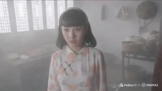 许可一（孙艺宁饰）解开第一个盘扣和脱下白色旗袍 by Hailuo AI Video Generator