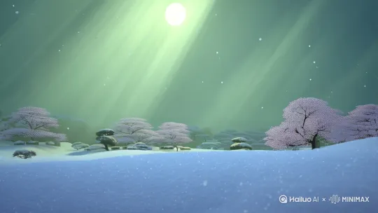 【0s - 6s】

镜头：静谧的日式庭院，白雪覆盖，空镜头缓缓推进。
字幕：

雪落时分，天地褪去了呼吸。

⸻

【6s - 12s】

镜头：青瓷色天空下，缓慢飘落的雪花，特写慢动作镜头。
字幕：

青瓷色云絮间，漏下几缕苍白的光晕。
雪花如蝶翼般缓缓垂落。

⸻

【12s - 18s】

镜头：一株孤独的樱花树，在雪中绽放，花瓣随雪洒落。
字幕：

一株早樱，在雪中静静绽放。
那些暮春的绯色，此刻仿佛融进了冬夜。

⸻

【18s - 24s】

镜头：花瓣特写，月光在花瓣边缘泛起银光，风起，花与雪共舞。
字幕：

月光洒落，花瓣边缘凝成银线。
风起时，雪与花纠缠成一场旋舞。

⸻

【24s - 30s】

镜头：青苔石板上，露珠微颤，一片花瓣悄然落下。
字幕：

每一滴露珠，都藏着未说出口的冬日絮语。

⸻

【30s - 36s】

镜头：拉远镜头，少女身穿浅色和服，慢慢转身，衣袂掀起花雪。
字幕：

她转身的瞬间，花雪落在我生命的年轮里。

⸻

【36s - 42s】

镜头：她的发间残雪未融，花瓣贴在脸侧。
字幕：

绯色渗进骨缝，霜色沁入血脉。

⸻

【42s - 48s】

镜头：回到主视角，一只手缓缓伸出，接住一片透明的花瓣。
字幕：

每个飘雪的清晨，掌心都会开出一朵透明的樱花。

⸻

【48s - 54s】

镜头：时间静止，花瓣定格在半空，天地寂静无声。
字幕：

此刻仰望，仍想接住这易逝的永恒。

⸻

【54s - 60s】

镜头：淡出。纯白背景，仅留一片旋转飘落的樱花。
字幕：

——雪中之樱，绽放于记忆深处。

⸻

补充说明
	•	配音节奏建议：每6秒一句字幕，语速控制在 每分钟140-150字，用温柔女声或淡淡哀感的男声效果最佳。
	•	背景音乐建议：轻钢琴曲（如久石让、天门风格）、弱混响、低BPM节奏，渐进渐远。
	•	滤镜建议：使用柔焦+冷调滤镜，增强梦境感。 by Hailuo AI Video Generator